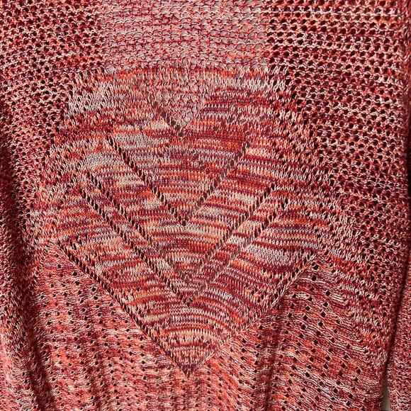 Roxy Sweater Womens Size Large Heathered Rose Pink Open Cardigan 100% Cotton - Picture 12 of 16